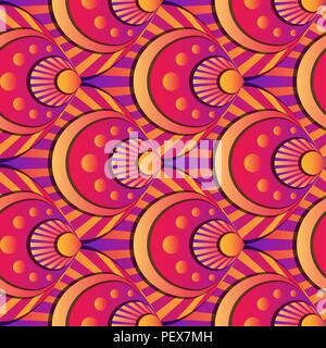 Vibrant gradient seamless fairy shells vector pink and yellow pattern Stock Vector