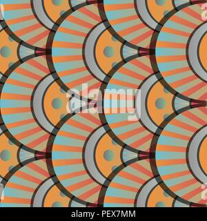 Vibrant gradient seamless fairy dragon scale vector blue and orange pattern Stock Vector