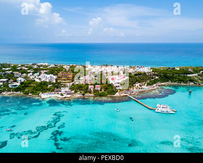 An aerial view of Isla Mujeres in Cancun, Mexico Stock Photo