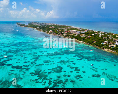 An aerial view of Isla Mujeres in Cancun, Mexico Stock Photo