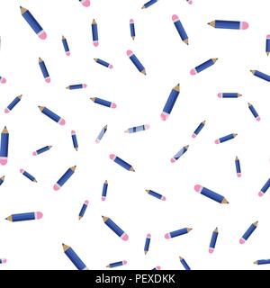 Vector illustration. Seamless pattern of colored pencils randomly Stock Vector