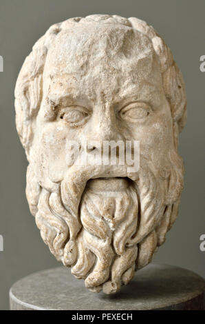 Marble bust of Socrates / Sokrates (Greek philosopher: 469-399 BC) British Museum, Bloomsbury, London, England, UK. Roman copy of lost Greek original Stock Photo