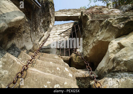 Iron Rope and Door in the Mountain Stock Photo