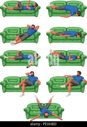man on couch set Stock Vector