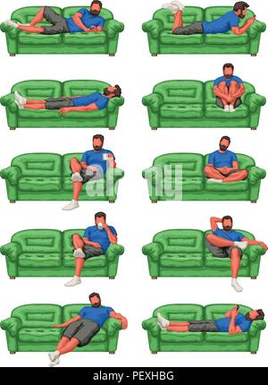 man on couch set Stock Vector