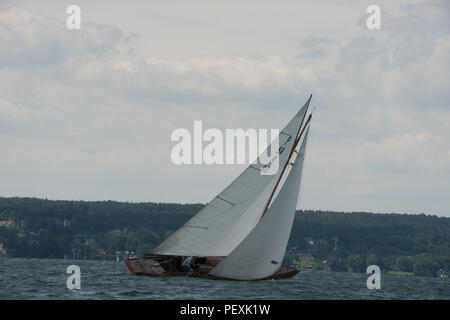 sailboats attending a regatta race on Starnberger See Stock Photo
