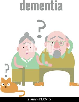 Elderly man and woman with dementia in confused state of mind Stock Vector