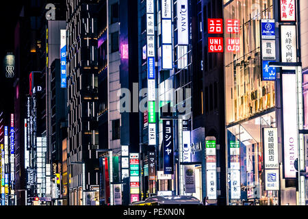 Neon lights in Ginza district, Tokyo, Japan