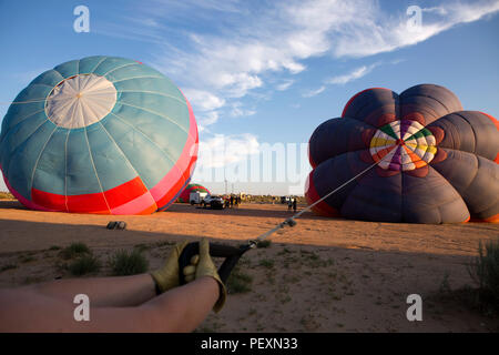 Preparing for hot air balloon launch, Albuquerque, New Mexico, USA Stock Photo