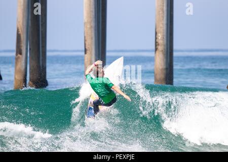 Tyler Gunter competing in the US Open of Surfing 2018 Stock Photo