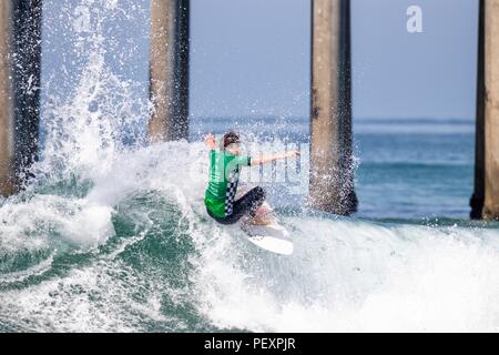 Tyler Gunter competing in the US Open of Surfing 2018 Stock Photo