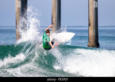 Tyler Gunter competing in the US Open of Surfing 2018 Stock Photo