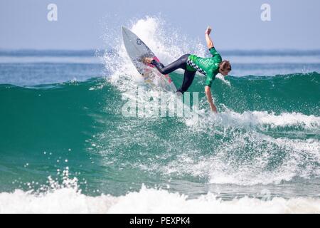 Tyler Gunter competing in the US Open of Surfing 2018 Stock Photo