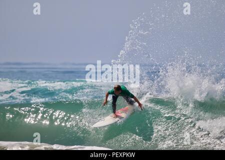 Tyler Gunter competing in the US Open of Surfing 2018 Stock Photo