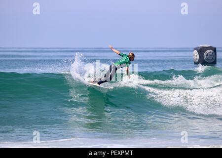 Tyler Gunter competing in the US Open of Surfing 2018 Stock Photo