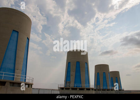 Gardiner Dam Lake Diefenbaker summer spillway agriculture Stock Photo