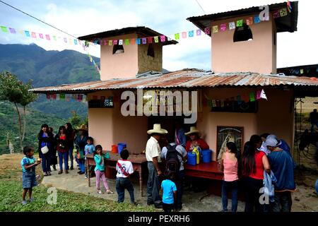 Offering - Church - Fiestas Virgen del Carmen in LA ZUNGA - Ecuador border -San Ignacio- Department  of Cajamarca .PERU            Stock Photo