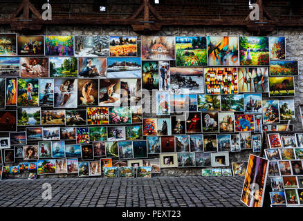 KRAKOW, POLAND - March 20, 2018: Art wendor on the street in Krakow Stock Photo