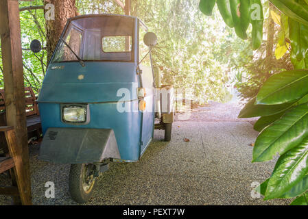 Varese, Italy - May 21, 2017: Piaggio Ape or Ape car, three wheeled vehicle produced since 1948. Stock Photo