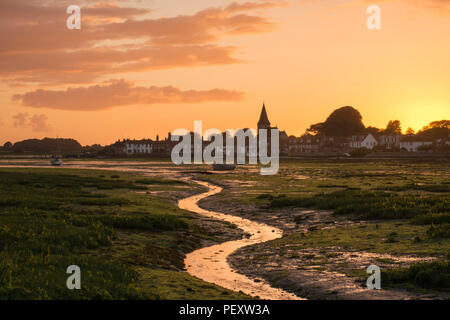 Sunset over Bosham Harbour landscape in West Sussex, UK, with copy space Stock Photo