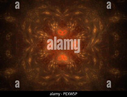 Abstract colorful yeloow and orange fractal on black background. Fantasy fractal texture. Digital art. 3D rendering. Computer genenerated image Stock Photo