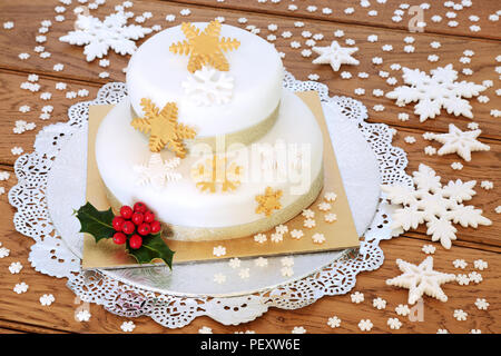 Silver Holly and Berries Cake Topper