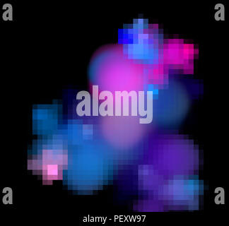 Abstract colorful blue and violet pixel on black background. Fantasy fractal texture. Digital art. 3D rendering. Computer genenerated image Stock Photo