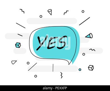 Yes Banner poster and sticker concept speech bubble message. Vector Illustration Stock Vector