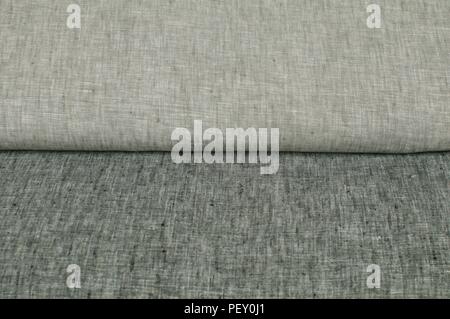 Melange gray linen fabric texture surface closeup as textile background Stock Photo