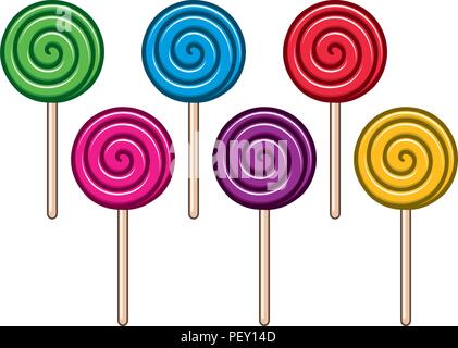 vector background collection of colorful lollipop candies in the form of balls, isolated on white background Stock Vector