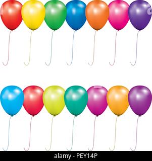 vector set of air balloons for birthday or party celebration isolated on white background, colorful anniversary decoration Stock Vector