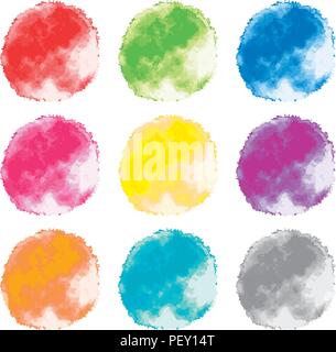 vector set of watercolor backgrounds. abstract splashes of watercolour paint textures. collection of colorful water color design illustrations Stock Vector