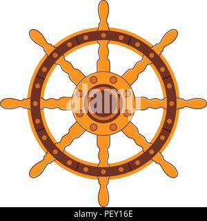 vector steering wheel of a ship, boat and yacht isolated on white background. rudder direction concept. nautical or travel symbol. wooden steer wheel Stock Vector
