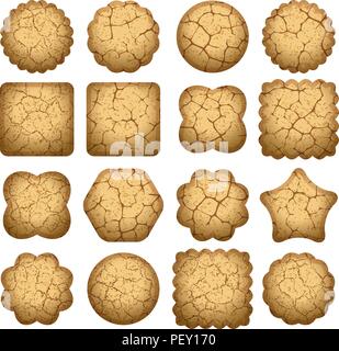 vector set of biscuit cookies of different shapes on white background. eps10 illustration Stock Vector