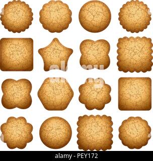 vector set of biscuit cookies of different shapes on white background. eps10 illustration Stock Vector