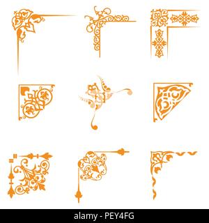 Ornamental Design Corner Set Stock Vector