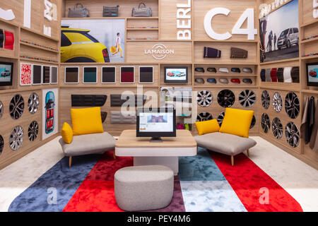 GENEVA, SWITZERLAND - MARCH 1, 2016: Citroen accessories and merchandise lounge room at the 86th Geneva International Motor Show. Stock Photo
