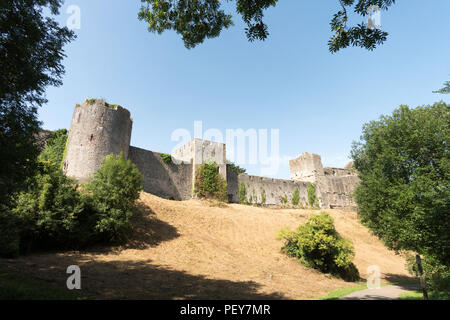 The southern battlements of Chepstow castle, Monmouthshire, Wales, UK Stock Photo