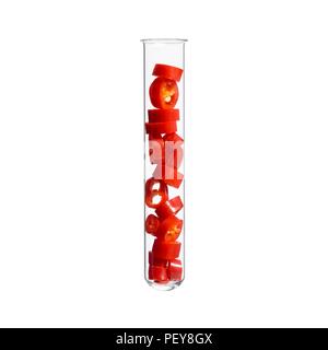 Red chilli pepper in test tube, studio shot. Stock Photo