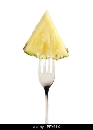 Pineapple slice on a fork. Stock Photo