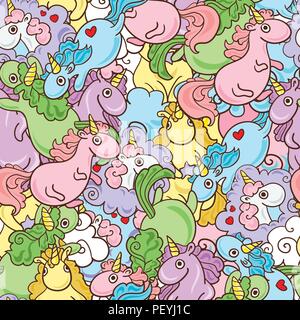 cute unicorn fantasy with hearts decoration Stock Vector Image & Art ...
