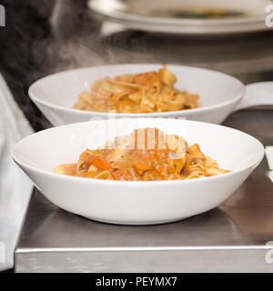Close-up of a bowl of bolognese pasta. Stock Photo