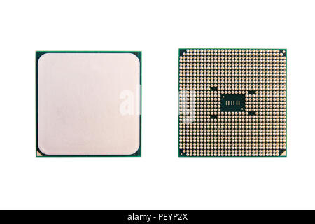 CPU (central processing unit). computer chip processors isolated on white background with clipping path Stock Photo
