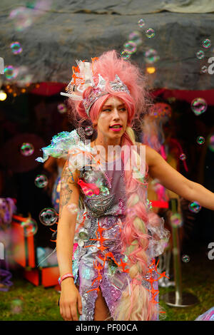 Wales, UK. 17th August 2018. General views of the 2018 Green Man Festival in Glanusk Park, Brecon Beacons, Wales. Photo date: Friday, August 17, 2018. Photo: Roger Garfield Credit: Roger Garfield/Alamy Live News Stock Photo