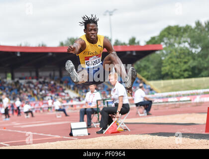 Birmingham, UK. 18th August 2018. Tajay Gayle (JAM) in Men's Long Jump during 2018 IAAF Diamond League - Birmingham at Alexander Stadium on Saturday, 18 August 2018. BIRMINGHAM, ENGLAND. Credit: Taka G Wu Credit: Taka Wu/Alamy Live News Stock Photo