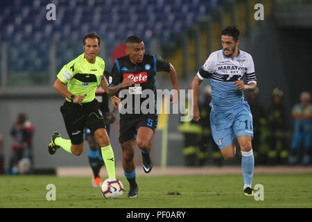 Rome, Italy. 18th Aug, 2018. 18.08.2018. Stadio Olimpico, Rome, Italy. SERIE A:ALLAN, LUIS ALBERTO in action during the ITALIAN SERIE A match between S.S. LAZIO VS NAPOLI at Stadio Olimpico in Rome. Credit: Independent Photo Agency/Alamy Live News Stock Photo