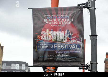 Hundreds attend The Africa Centre Summer Festival 2018 celebrating African and diaspora music, dance, fashion and art! with hundreds of stall and delicrous food and drink at The Africa Centre on 18 August 2018, Southwark, London, UK. Stock Photo