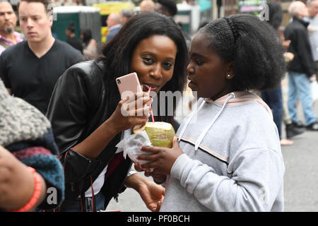 Hundreds attend The Africa Centre Summer Festival 2018 celebrating African and diaspora music, dance, fashion and art! with hundreds of stall and delicrous food and drink at The Africa Centre on 18 August 2018, Southwark, London, UK. Stock Photo