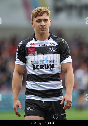 Salford, UK. 18/8/2018. Rugby League Super 8's Salford Red Devils vs Widnes Vikings ; Olly Ashall-Bott of Widnes Vikings at the AJ Bell Stadium, Salford, UK.  Dean Williams Stock Photo