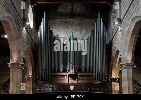 EAST GRINSTEAD,  WEST SUSSEX/UK - AUGUST 18 :  View of the organ in St Swithun's Church East Grinstead West Sussex on August 18, 2018 Stock Photo